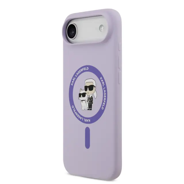 Karl Lagerfeld Liquid Silicone Karl and Choupette MagSafe Case for iPhone Air Purple 2