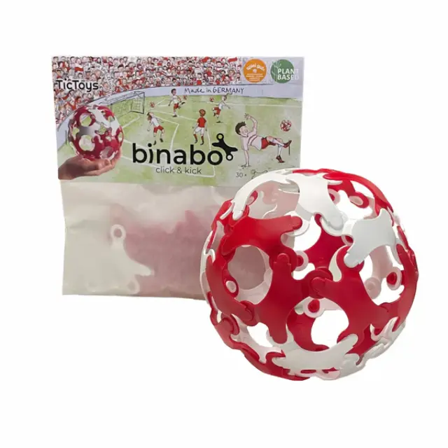 DIY Μπάλα Click n Kick - Binabo 30τεμ. - Παιχνιδι Κατασκευων - Κόκκινο- Λευκό 2