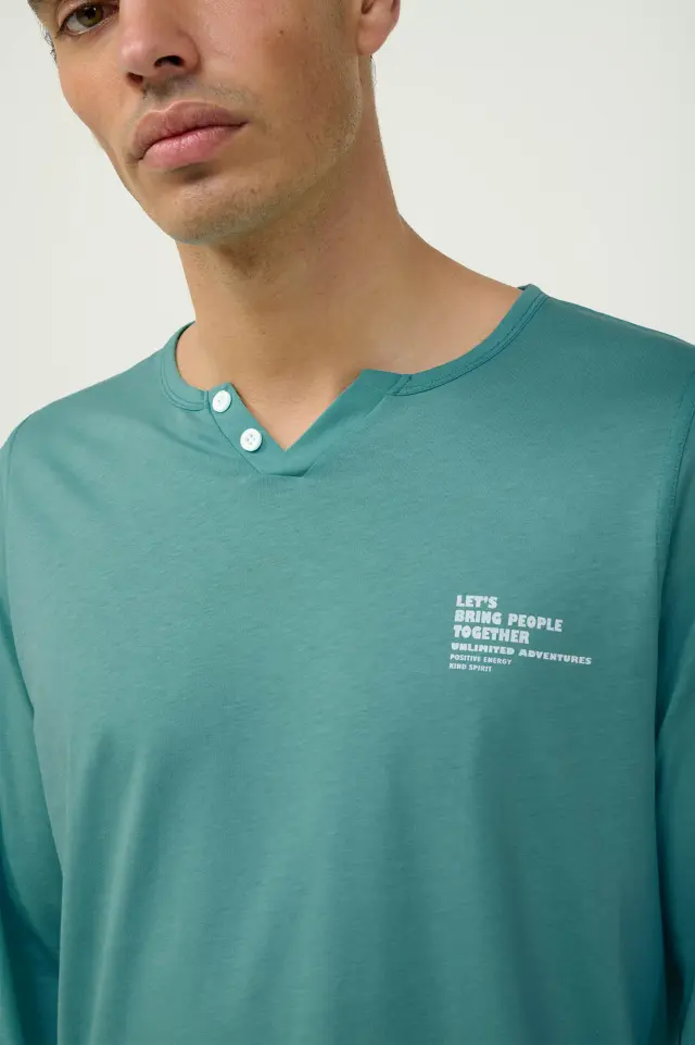 Ανδρική Βαμβακερή Πυτζάμα Χειμερινή Vamp 23660 TEAL BRITTANY 3