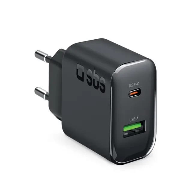 SBS Φορτιστής 65W 1xUSB-C 1x USB-A Black (LATR1A1CPD65WK)
