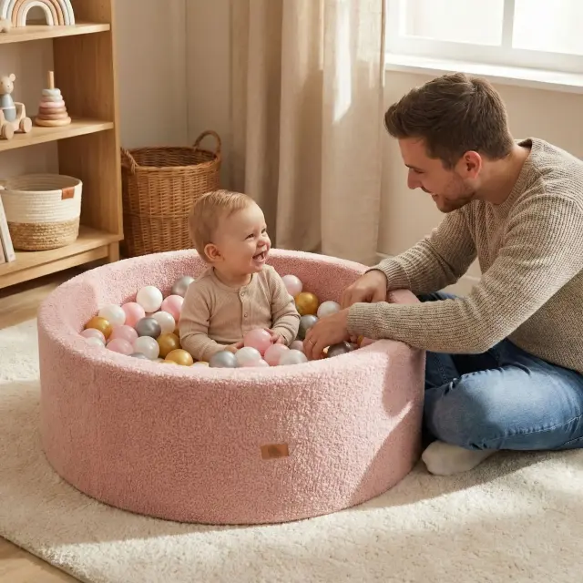 Moni Toys Boucle Soft Ball Pit Παιδική Πισίνα με 200 Μπάλες Ivory 12+ Μηνών 3
