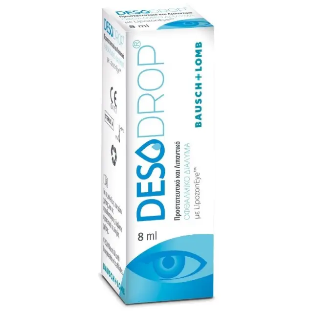 BAUSCH HEALTH Desodrop Προστατευτικό και Λιπαντικό Οφθαλμικό Διάλυμα με LipozonEye 8ml 2