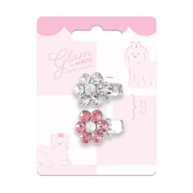M-PETS GLAM Κλιπ Τριχώματος για Σκύλους & Γάτες Λουλούδι Ροζ/Λευκό 3x2cm
