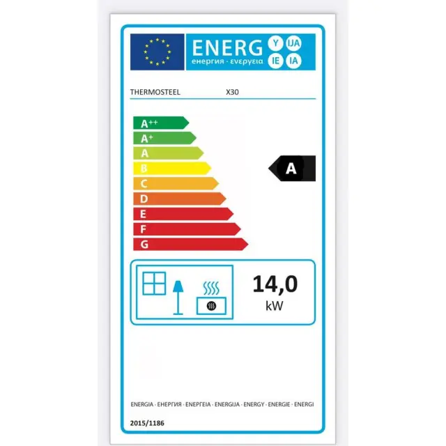 Thermosteel χαλύβδινη Θερμάστρα - Ξυλόσομπα Γκρί 14,5kw / X30 2