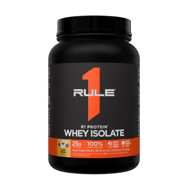 Rule1 R1 Protein Whey Isolate cafe-mocha, 1-5-lbs