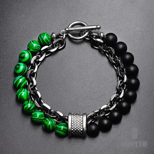 Ghetto Natural Map Stone Beaded Bracelet Green