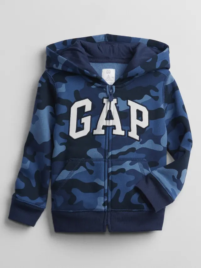 Μπλε babyGap Logo Print Φούτερ με Κουκούλα blue camo - 12-18M