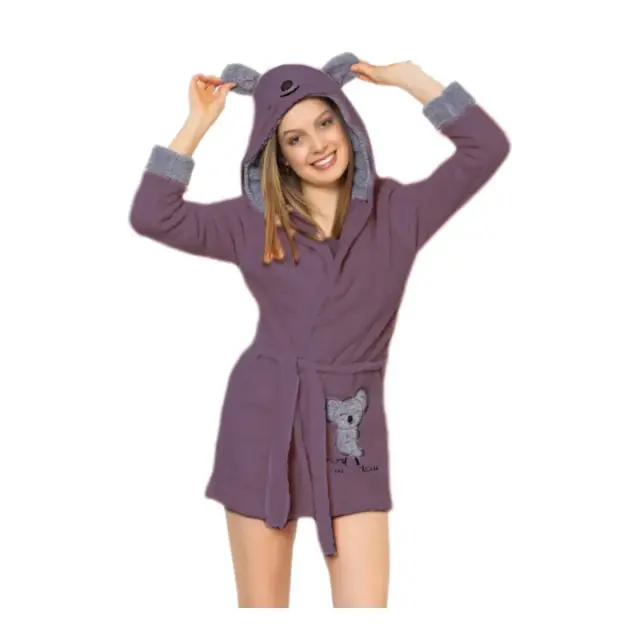 FMS Γυναικεία Ρόμπα Fleece Koala, Χρώμα Μωβ - L-XL
