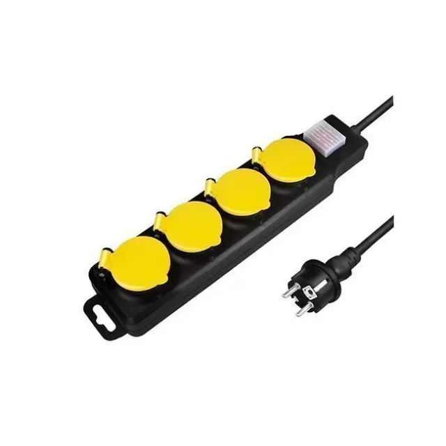 LogiLink Power Strip 4-socket IP44 1.5m Black / Yellow (LPS254)