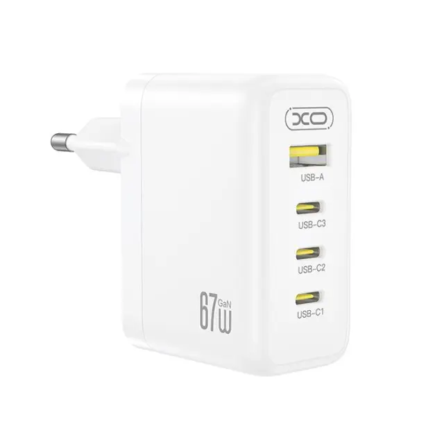 Universal φορτιστής GaN με 4 εξόδους, 3x USB-C & 1x USB-A, 67W