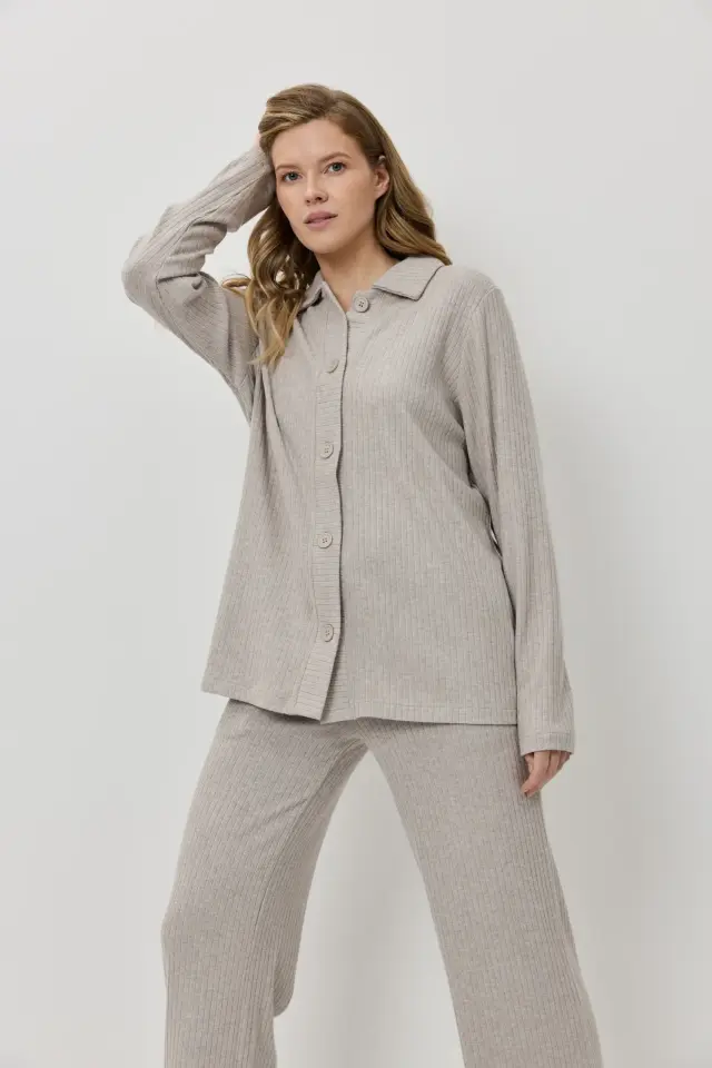 Aruelle Noa Σετ Σπιτιού Σεμιζιέ Ριμπ Beige - M 3