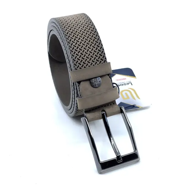 Μπεζ Δερμάτινη Ζώνη Suede 3,5 cm 2