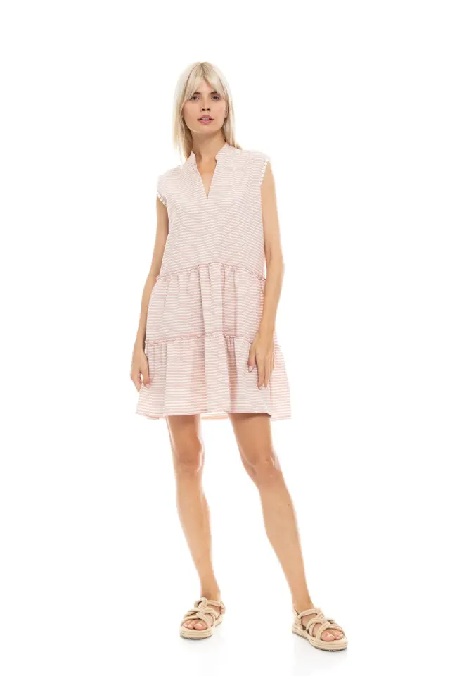 B493 - Apricot - BEACHWEAR PETIT STRIPE