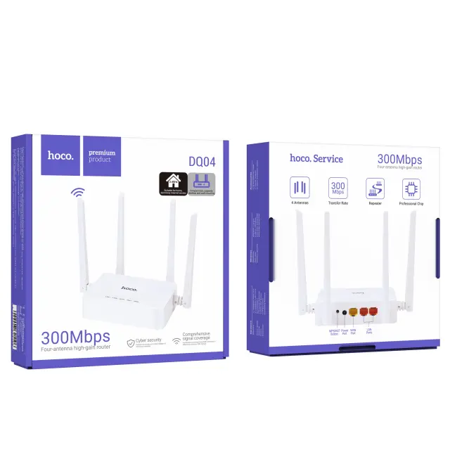 Wifi Router Hoco. DQ04 300Mbps 4x5dBi 2.4GHz Λευκό 2