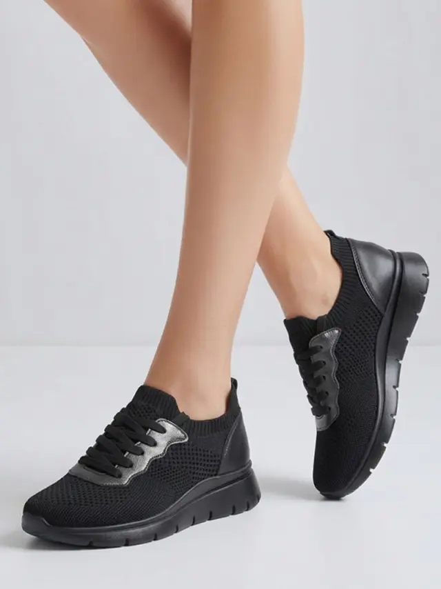 Imac Sneakers Γυναικείο ύφασμα/δέρμα Μαύρο IMA/106210 NERO 2