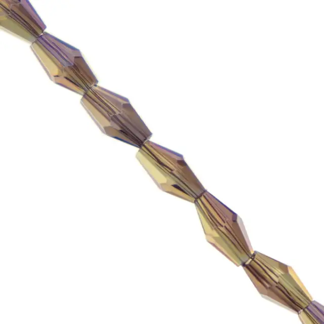 Χάντρα Γυάλινη Πρισματική Bicone Full Rainbow Mauve 6x3mm - 70τεμ