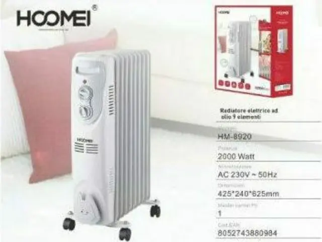 Hoomei Καλοριφέρ Λαδιού με 9 φέτες 2000W HM-8920 2