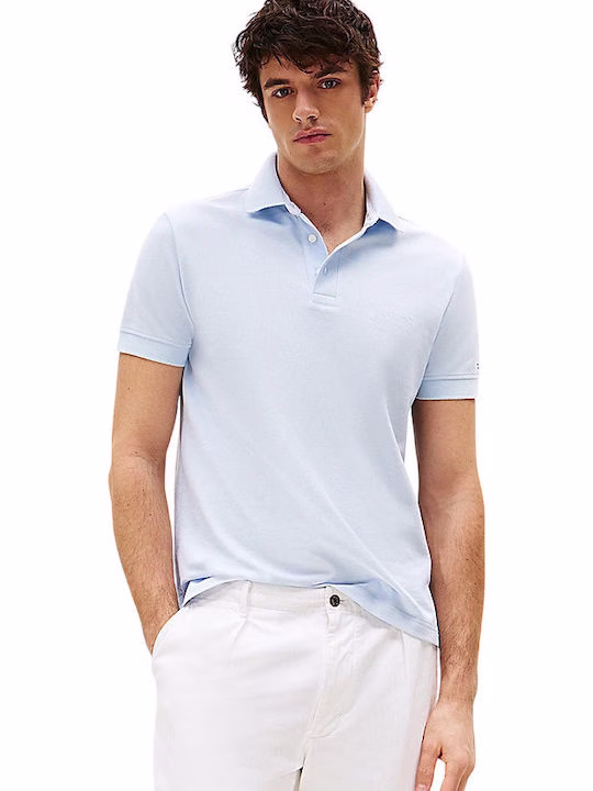 Tommy Hilfiger Ανδρικό Γαλάζιο Polo T-shirt με σημαιάκι στο μανίκι Γαλάζιο