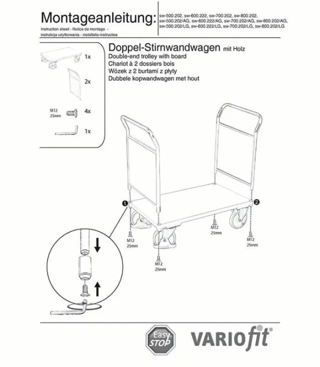 Variofit sw-700.202/AG Τρόλεϊ Μεταφοράς 2 Πλευρών για Φορτίο Βάρους ως 500kg 2