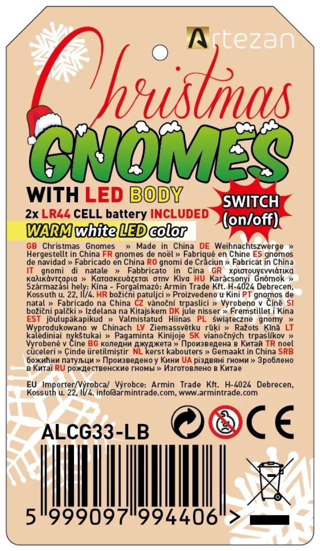 Artezan LED Χριστουγγενιάτικος Νάνος 33cm-LED Σώμα,2x LR444 Περιλαμβάνεται 15.004.0203 3