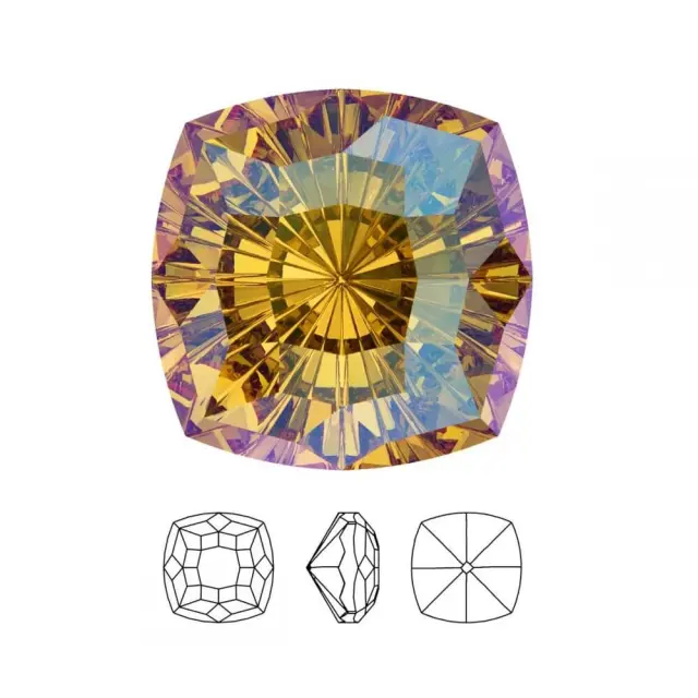Swarovski 4460 Mystic Square Fancy Stone Light Topaz Shimmer 8mm - 2τεμ