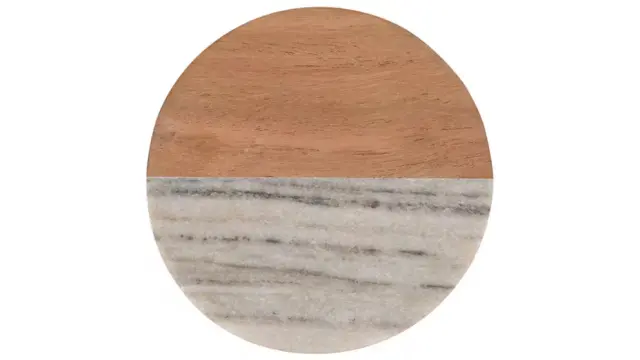 Maxwell & Williams Σουβέρ 10cm Coaster Collective Στρογγυλό Μαρμάρινο Λευκό και Ακακία