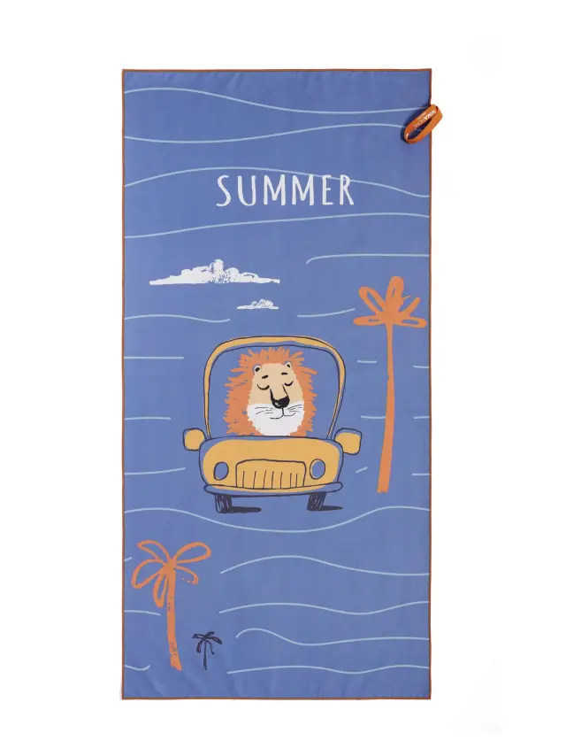 Πετσέτα Θαλάσσης 70x140 Nima Lion Trip Blue-Orange 100% Microfiber 2
