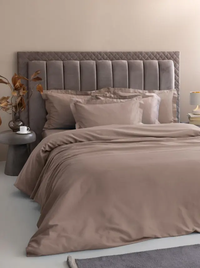 Σετ Σεντόνια 240Χ270 Υπέρδιπλα Palamaiki Posh Sateen Χωρίς Λάστιχο100% Βαμβακοσατέν- Taupe