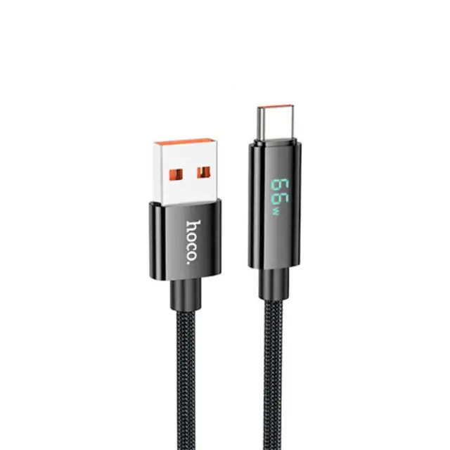 Hoco U125 USB 2.0 Cable USB-C male - USB-A 66W Μαύρο 1m