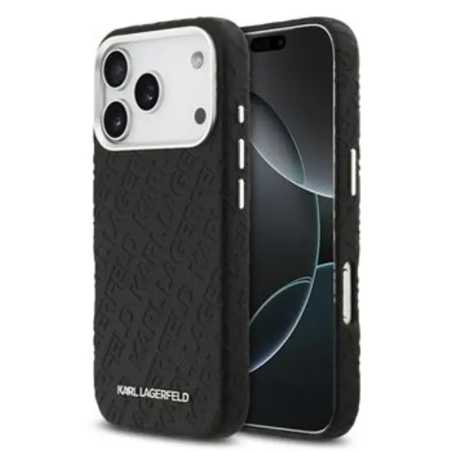 Karl Lagerfeld Grained PU Repeated Logo MagSafe Case for iPhone 17 Pro Black