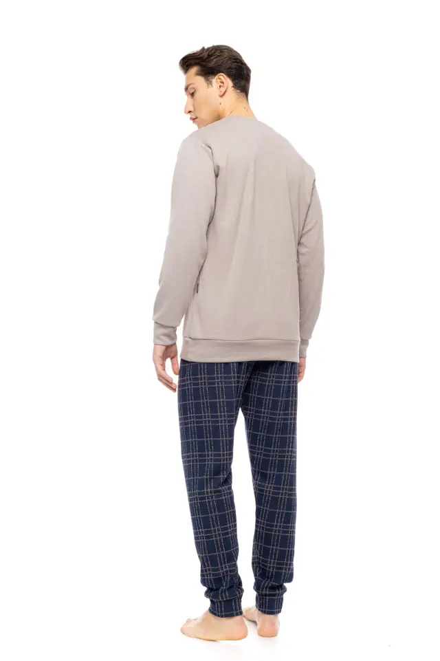 W-M782 - Sand - PYJAMA JACQUARD SAND BLUE PLAID 3