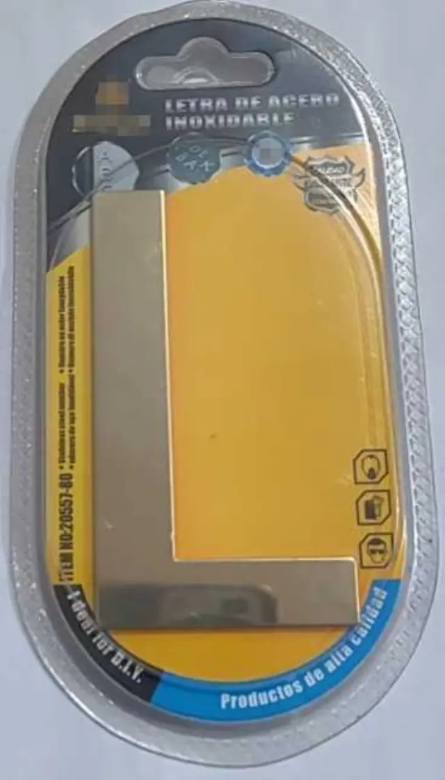Αυτοκόλλητη μεταλλική πινακίδα γράμμα L - 8cm - Σετ 12 τεμάχια - 204353 2