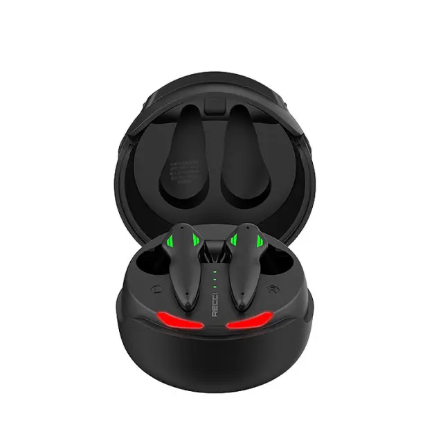 Recci Helmet In-ear Bluetooth Handsfree Ακουστικά με Θήκη Φόρτισης Μαύρα 2