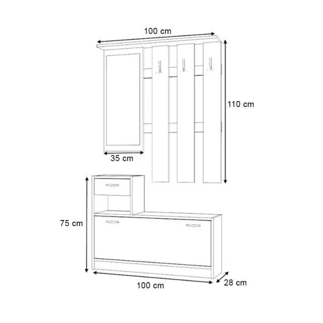 Έπιπλο εισόδου Raynold Megapap χρώμα καρυδί 100x30x180εκ. 3