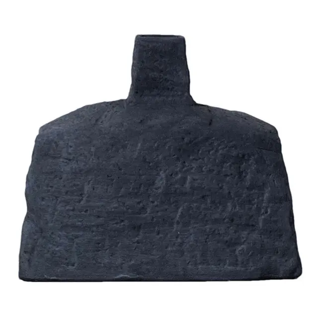 Βάζο κεραμικό πλακέ μαύρο 29,6x11,7x25,5cm Espiel TOF208