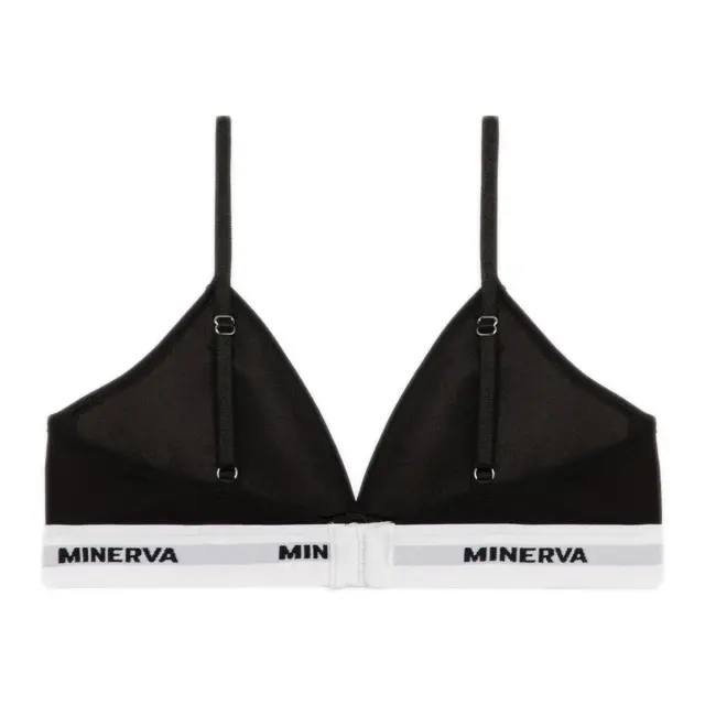 Minerva Εφηβικό Σουτιέν Τρίγωνο με Ενίσχυση & Εξωτερικό Λάστιχο, Χρώμα Μαύρο 2
