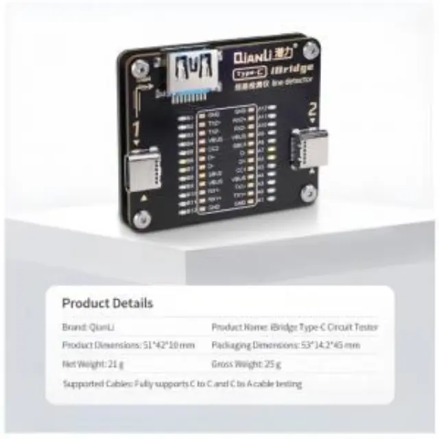 Εργαλείο Ελέγχου Καλωδίων USB A & USB C QianLi iBridge N71725 2