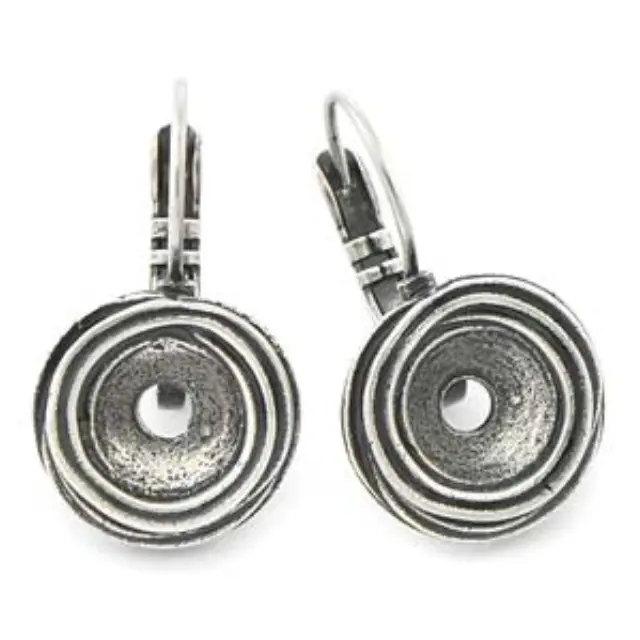 Σκουλαρίκι Wavy με Καστόνι για Swarovski 1088 SS39 - Antique Silver - 2τεμ