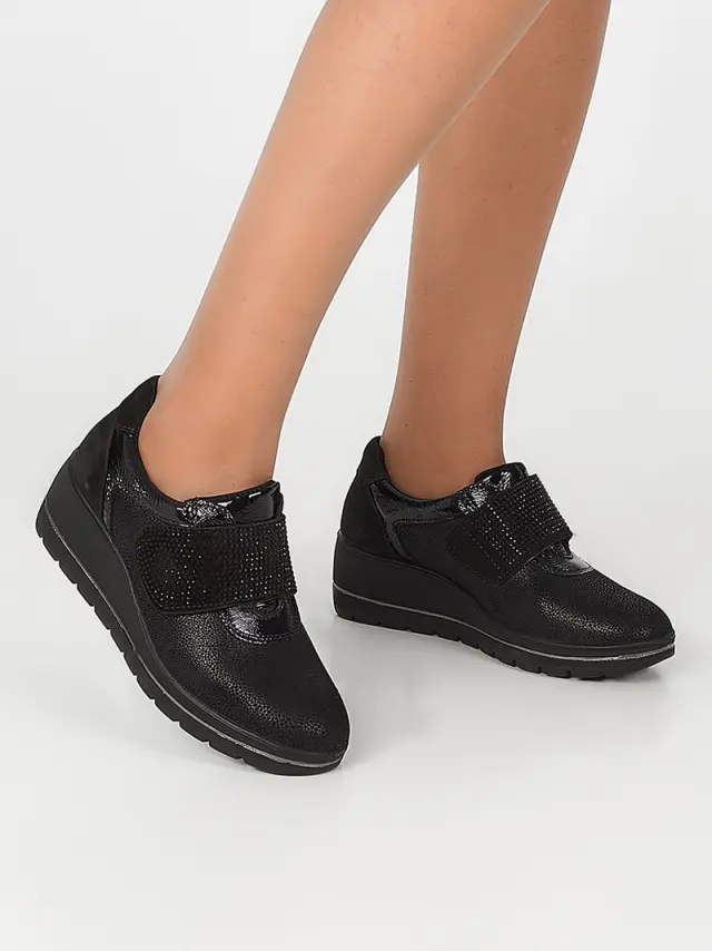 Imac Sneakers Γυναικείο Ύφασμα/Δέρμα Nubuck/Δέρμα Λουστρίνι Μαύρο IMA/655760 SINT.P/NERO 2