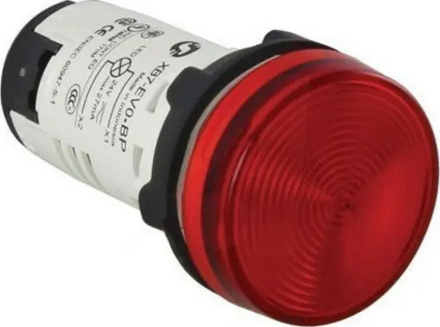 Harmony XB7, Monolithic pilot light, plastic, red, Ø22, integral LED, 24 V AC/DC