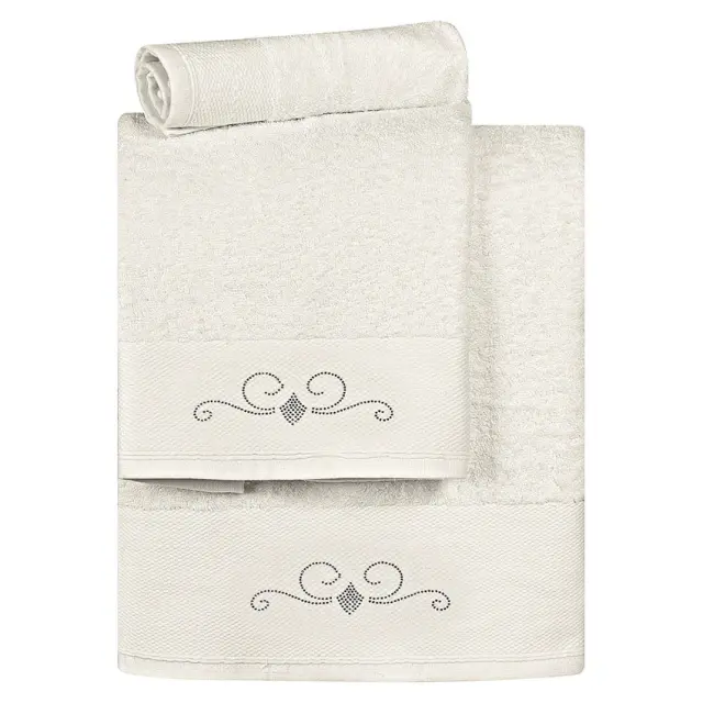 Νυφικές Πετσέτες Σετ 3 Τεμ 30x50-50x90-70x140 500gsm Beauty Home 3175 Εκρού 100% βαμβακερό
