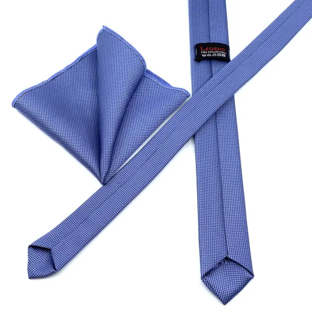 Μπλε Iris Oxford Γραβάτα Slim 4,5 cm Σετ με Μαντηλάκι 3
