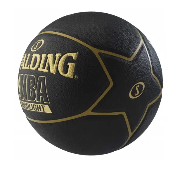 Spalding Μπάλα Μπάσκετ Highlight Black/Gold Size 7 - Rubber Basketball Outdoor - 7 3