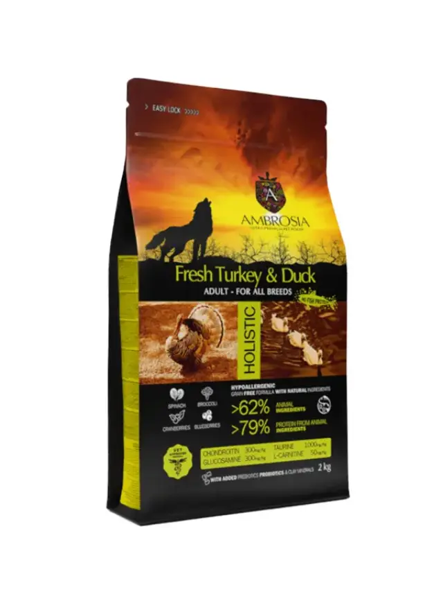 Ambrosia Fresh Turkey & Duck Adult All Breeds για Ενήλικες Σκύλους 2kg 2