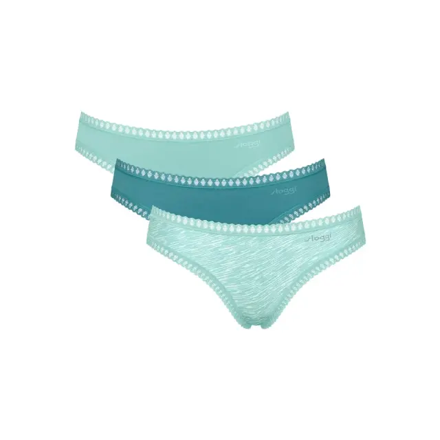 Sloggi Γυναικείο Slip GO Crush Mini - Τριπλό Πακέτο, Χρώμα Mint-Petrol-Mint Print - XL