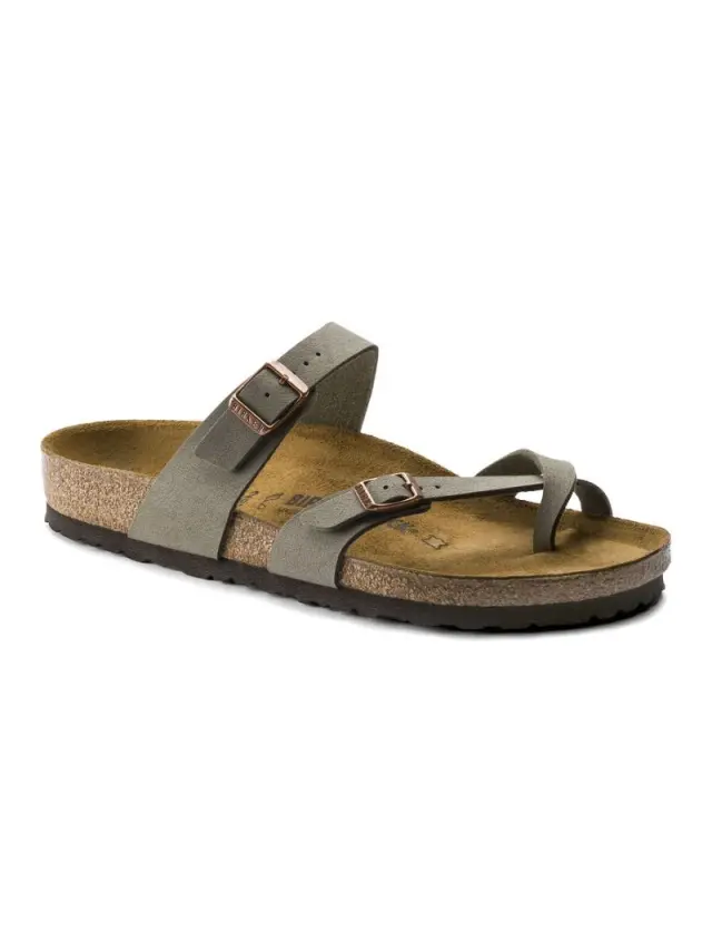 Birkenstock Σαγιονάρες Unisex Birko-Flor-Nubuck(ανθεκτικό υλικό της Birkenstock-επιτρέπει την επαφή με το νερό) Γκρί BIR/MAYARI 071071 STONE 2