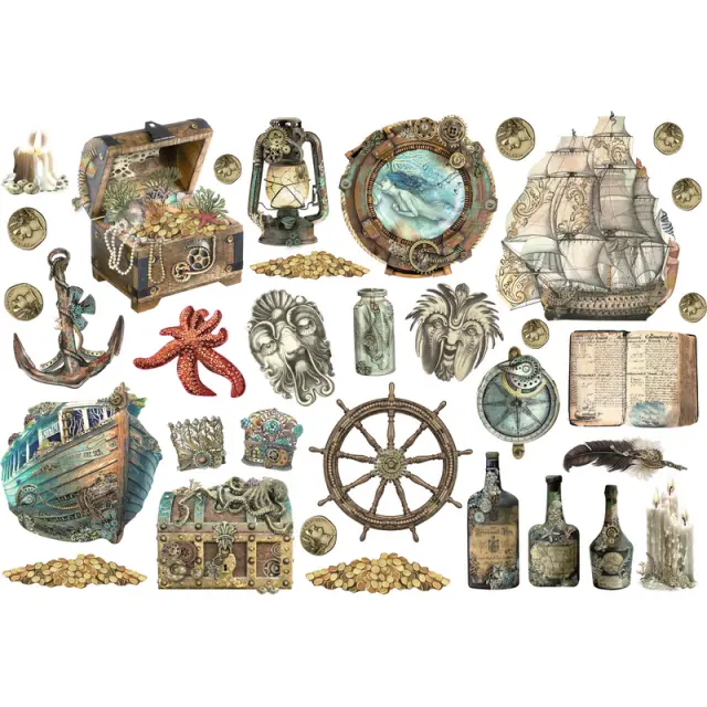 Αυτοκόλλητα Die Cuts-Ephemera Stamperia, Songs of the Sea, Ship and elements 2