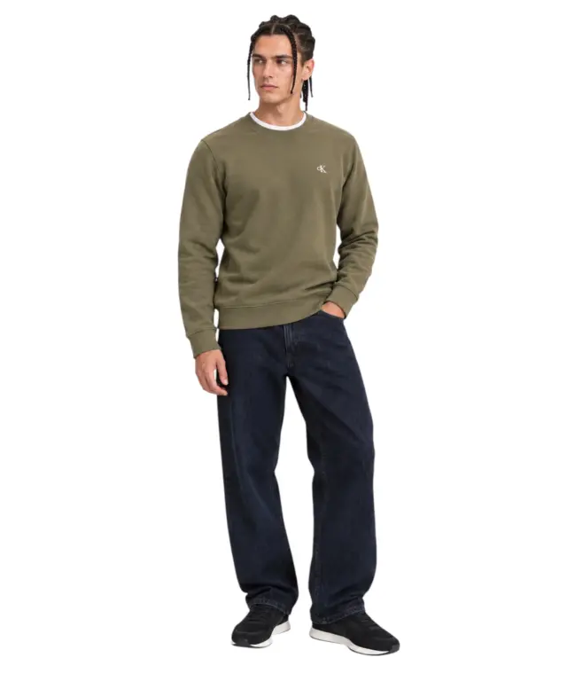 Calvin Klein - Ανδρική Μακρυμάνικη Φούτερ 350Terry Monogram Crewneck LV04RG275G-LI1 Λαδί - S 2