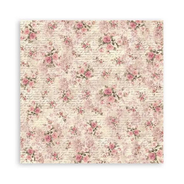 Τυπωμένο ύφασμα Stamperia, 30x30cm, 4 τεμ, Shabby Rose 3