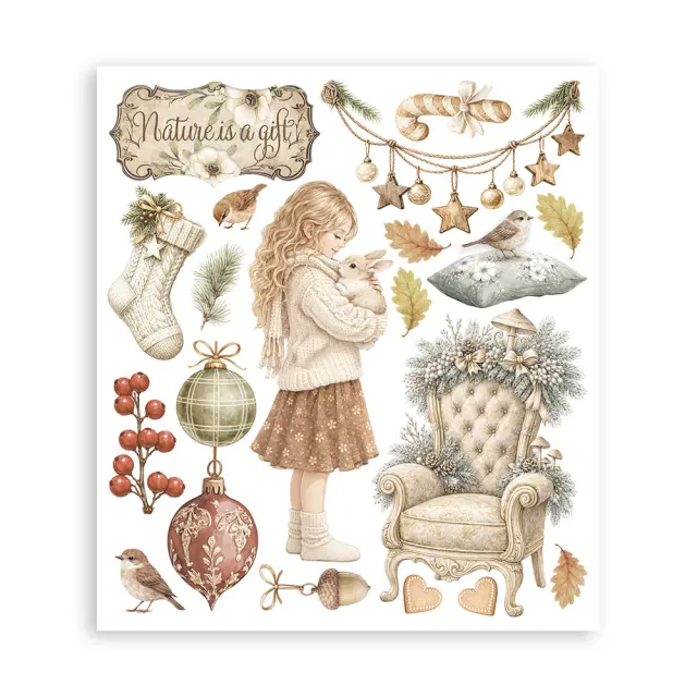 Άλμπουμ χαλκομανίες σετ (Rub-On) 20.5×23cm Stamperia, White Christmas 2